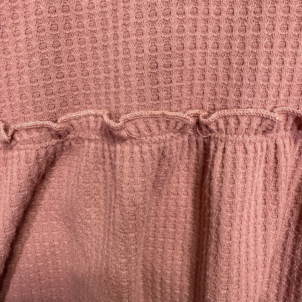 Sadie & Sage Women’s Waffle Knit Boxy Peplum Blouse Top Medium Pink - Picture 8 of 14